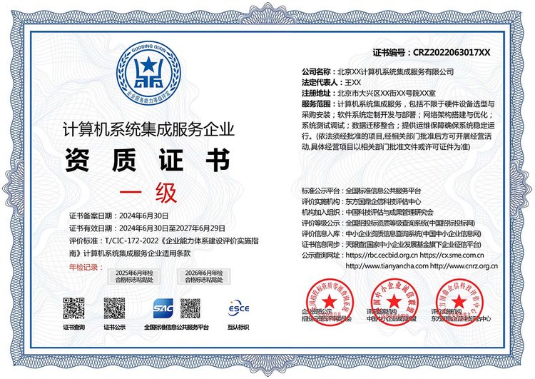 计算机系统集成服务企业资质证书 投标加分的利器与多网可查的权威保障